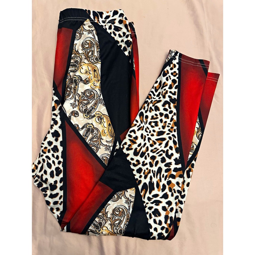 Women's Leopard Animal Print Ankle Leggings High Rise One Size Stretch Yoga